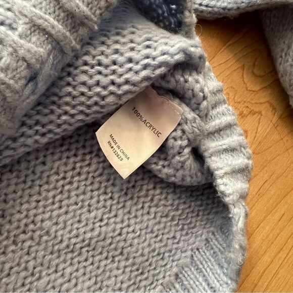 Lovers + Friends Blue Distressed Cropped Crewneck Knit Sweater Women’s XS - Picture 5 of 6